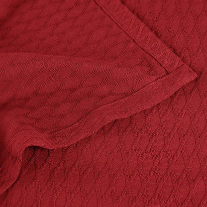Burgundy Weave Cotton Blanket – Elegant, Soft & Breathable All-Season Comfort