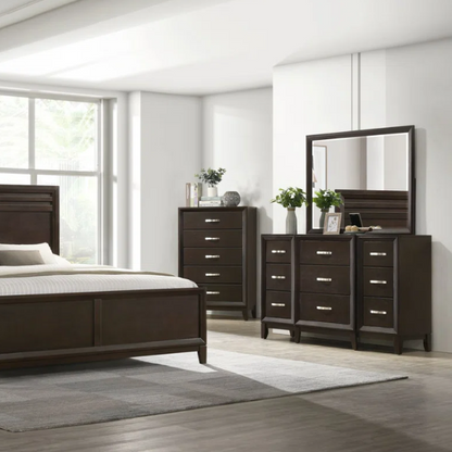 Sleek and Sophisticated Queen Bedroom Set with High-Profile Headboard, Chest, and Nightstand - Contemporary Design with Ample Storage