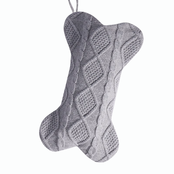 Grey Knit Christmas Stocking – Cozy Holiday Decor, Gift Bag & Pet-Friendly Treat Holder