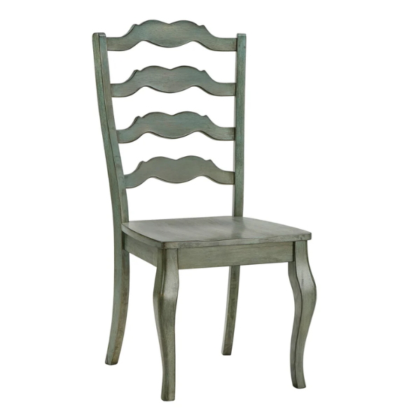 Rustic Ladder Back Solid Wood Dining Chairs (Set of 2) – Farmhouse Style Kitchen or Dining Room Seating
