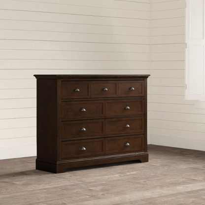 Traditional 9-Drawer Double Dresser with Beveled Edges, Picture Frame-Style Drawers