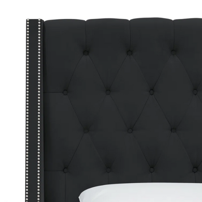 Chic Upholstered Wingback King Size Bed with Button Tufting and Nailhead Trim