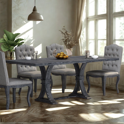 Rustic Wood Expandable Dining Table with X-Frame Base – Rubberwood Top, Extension Leaf, and Natural Rustic Design