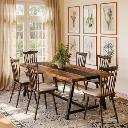 70.87-Inch Rectangular Dining Table for 8 – Sturdy Wood Kitchen Table with Industrial Metal Frame, Versatile Use for Dining, Office, or Events