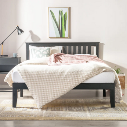 Durable Solid Wood Slat Bed – Full/Double Size with Timeless Design and Sturdy Construction