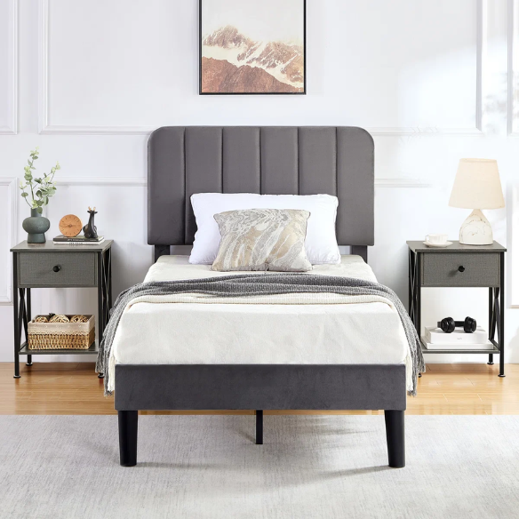 Elegant Grey Luxury Twin Bedroom Set: Exquisite 3-Piece Collection for a Stylish and Sophisticated Space