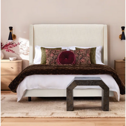 Cozy and Sleek Modern Queen Size Upholstered Wingback Bed