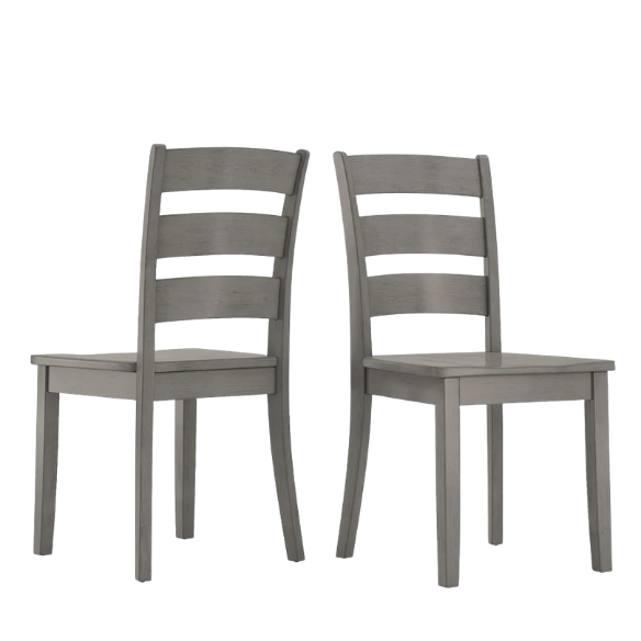 Farmhouse Ladder Back Dining Chairs – Set of 2 | Solid Wood, Distressed Finish