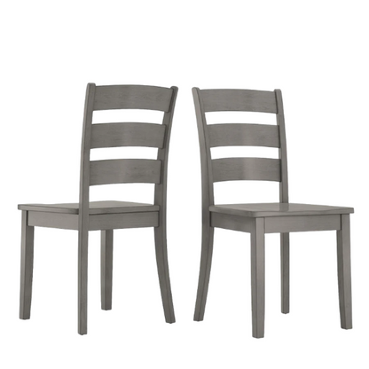Farmhouse Ladder Back Dining Chairs – Set of 2 | Solid Wood, Distressed Finish