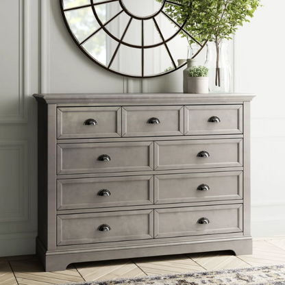 Traditional 9-Drawer Double Dresser with Beveled Edges, Picture Frame-Style Drawers
