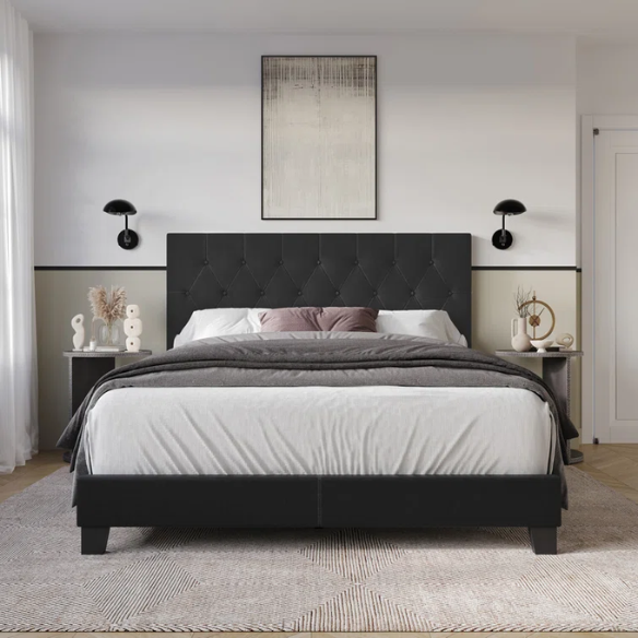 Elegant Upholstered King Size Bed with Button Tufted Headboard – A Perfect Blend of Comfort and Style for Any Bedroom