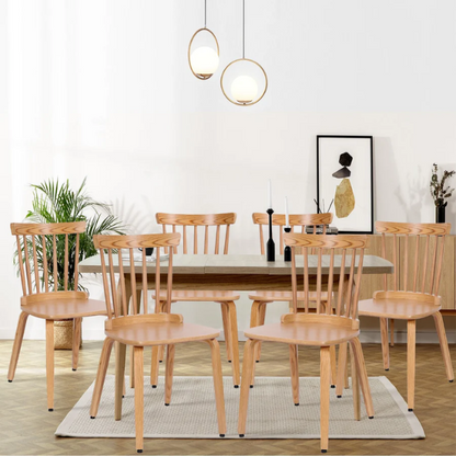Solid Wood Slat Back Windsor Dining Chairs (Set of 2) – Sturdy, Eco-Friendly Construction with Ergonomic Backrest & Adjustable Foot Pads