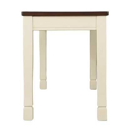 Rectangular Dining Room Table – Elegant White Finish with Rich Brown Top, Sleek Tapered Legs, and Timeless Design