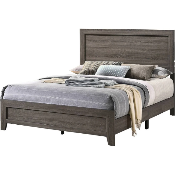 Rustic Farmhouse Queen Bedroom Set in Dark Grey - 3 Piece Standard Set