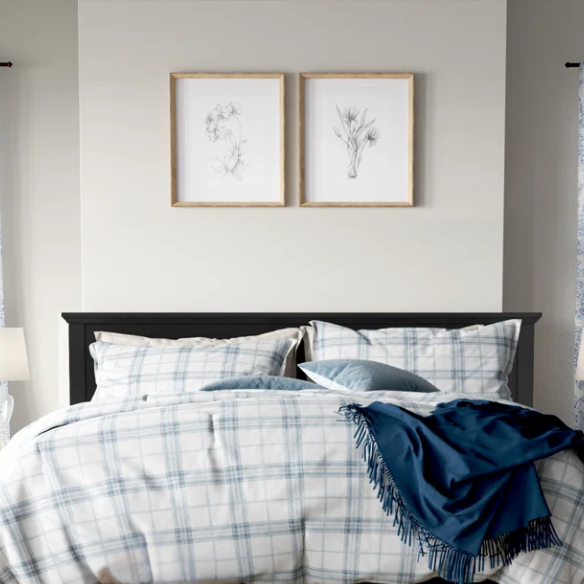 King Size Solid Oak Platform Storage Bed with Inset Panel Headboard, Molding Detail, and Slat System