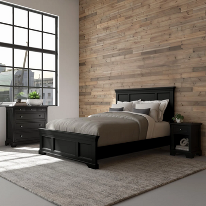 Elegant Queen Bedroom Set in Solid Black Wooden Design
