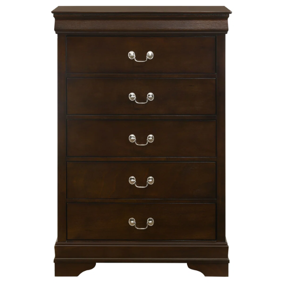 5-Piece Queen Bedroom Set with Brown Dovetail Construction and Timeless Design