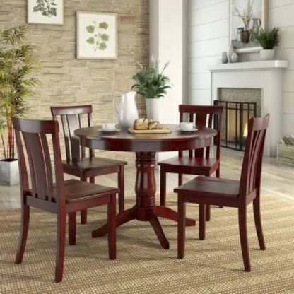 Round Pedestal Base Dining Table – Vintage Farmhouse Style with Distressed Finishes, Compact Design for Small Spaces, Timeless Classic Elegance