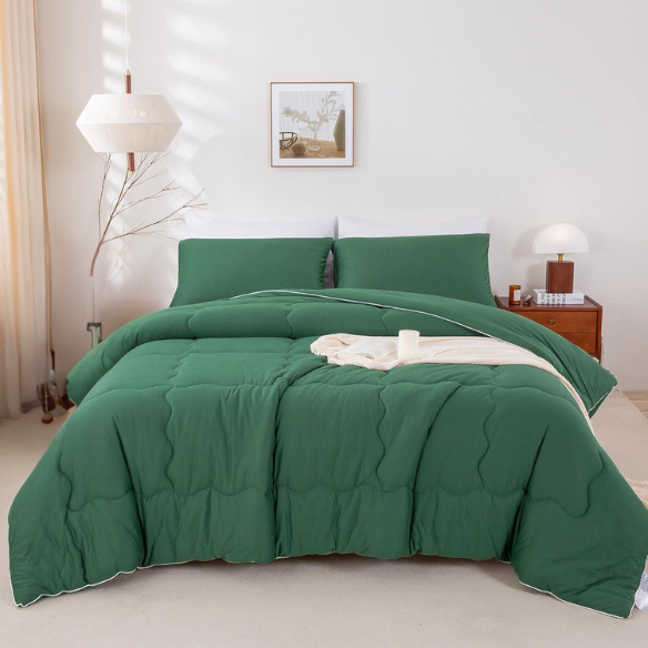 Ultra-Soft Comforter Set, Jersey Knit Milk Cup Breathable Fluffy Light Weight Bedding Down Alternative & Pillowcase