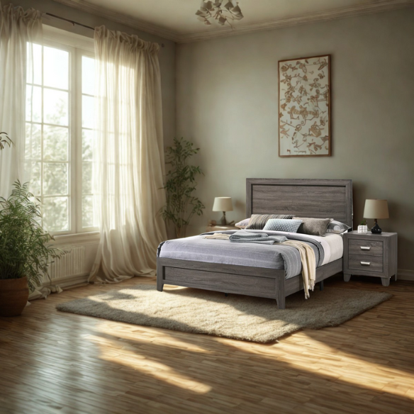 Stylish Dark Grey Wooden 5-Piece Full Double Size Bedroom Set – Modern Design with Sturdy Construction and Sophisticated Finishes
