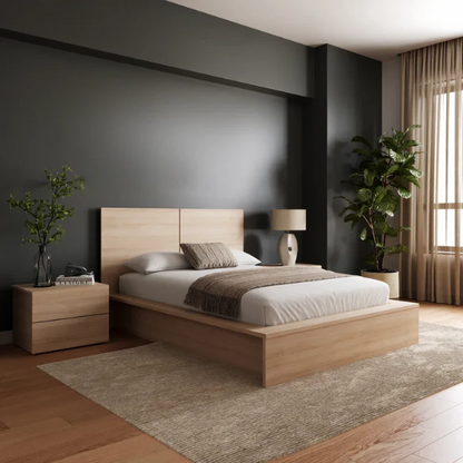 Modern 4-Piece Queen Bedroom Set with Platform Bed, Headboard, and 2 Drawer Nightstands