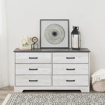 Rustic Modern 6-Drawer 53.25" W Double Dresser with Timeless Farmhouse Charm