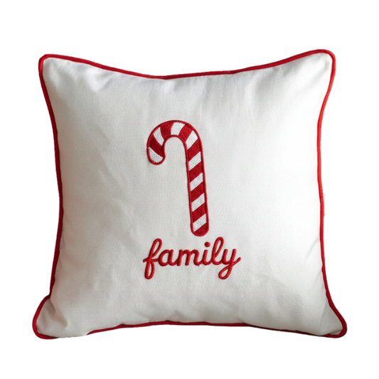 Red & White 3D Puff Candy Cane Family Pillow
