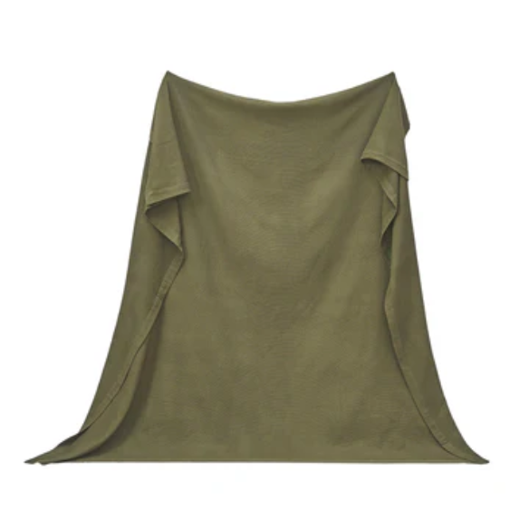 Cotton Waffle Weave Bed Blanket – Olive Green | All-Season Breathable Layer
