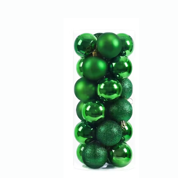 Dark Green Christmas Ball Ornaments – 24-Piece Set, Shatterproof Holiday Decorations (Available in 3 cm, 4 cm, and 6 cm)