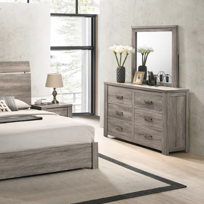 Standard Charming Weathered Grey 5-Piece Queen Bedroom Set in Solid Wood – Elegant, Durable, and Timeless