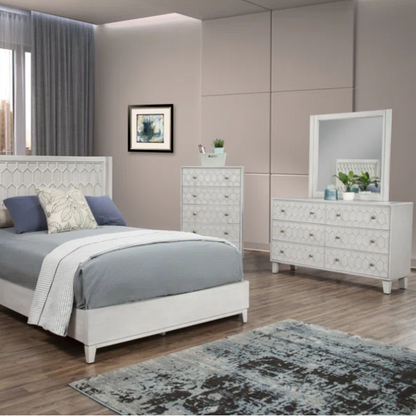 Modern Panel Configurable Bedroom Set with Honeycomb Design Headboard – Stylish and Contemporary with Sleek Lines and Sophisticated Appeal