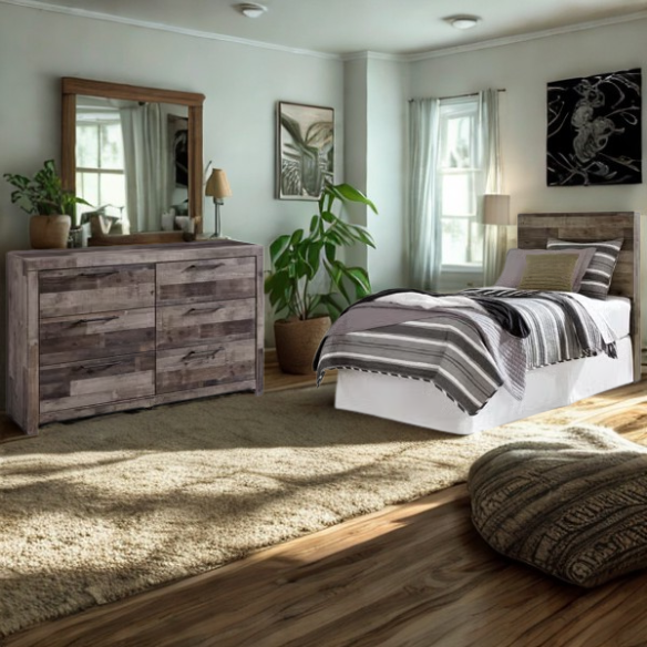 Luxurious Rustic Twin 2-Piece Dresser Set with Striking Black Accents: Elevate Your Bedroom Style
