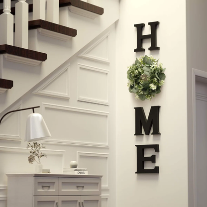 Farmhouse Wall Decor – Versatile 'Home' Logo with Wreath Hangers for Easy Display – Horizontal, Vertical, or Desktop Mounting Options