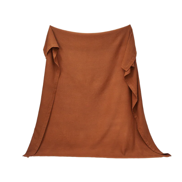 Cotton Waffle Weave Bed Blanket – Terracotta | All-Season Breathable Layer
