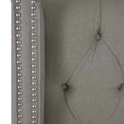 Chic Upholstered Wingback King Size Bed with Button Tufting and Nailhead Trim