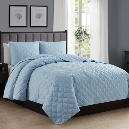 Microfiber Reversible Diamond Quilt Set – Soft, Stylish, and Hypoallergenic Bedding for Ultimate Comfort