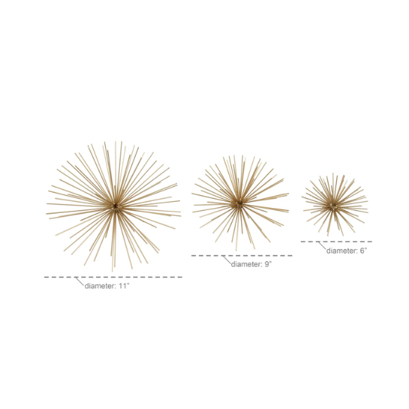 Metal 3D Long Spike Wall Décor Set – Contemporary Sunburst Design for Living Room, Entryway & Bedroom Accent