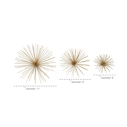 Metal 3D Long Spike Wall Décor Set – Contemporary Sunburst Design for Living Room, Entryway & Bedroom Accent