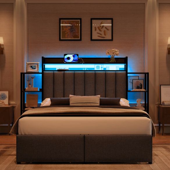 Luxurious 3-Piece Queen Bedroom Set with Gem-Inspired Tufted Button Headboard, Upholstered Platform Bed & 2 Elegant Nightstands
