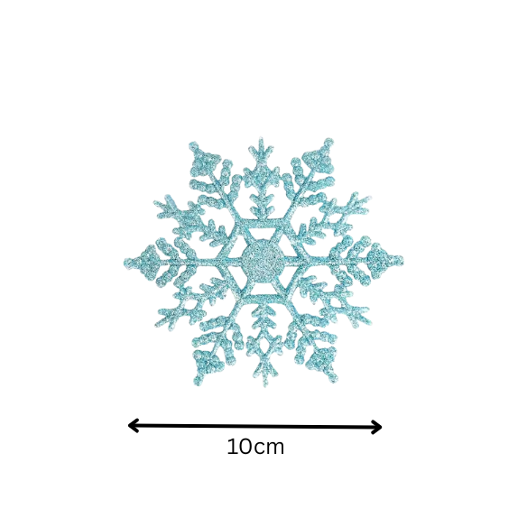 Light Blue Glitter Snowflake Christmas Ornaments – Whimsical Holiday Décor Set (12 Pieces)