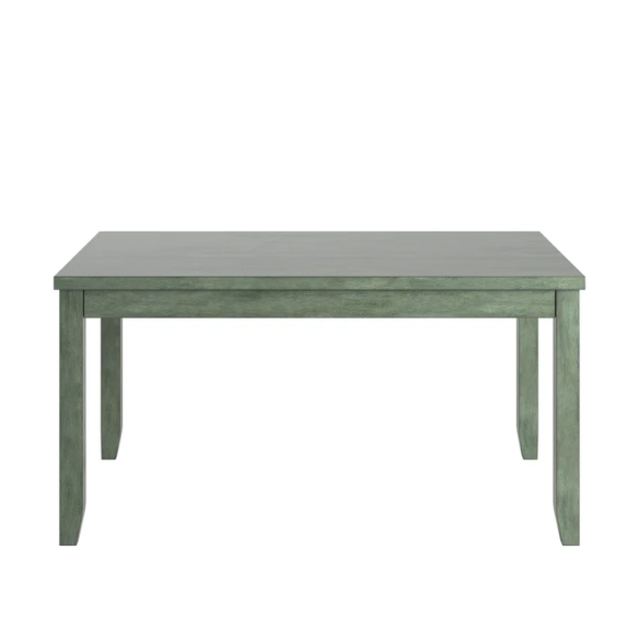 Solid Wood Rectangular Dining Table with Two Drawers – Distressed Finish, Rubberwood Construction, and Organized Storage