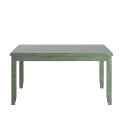 Solid Wood Rectangular Dining Table with Two Drawers – Distressed Finish, Rubberwood Construction, and Organized Storage