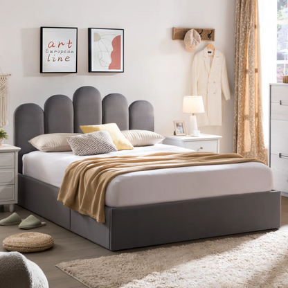 Elegant Hydraulic Velvet Upholstered Platform Bed – Full Double Size with Lift-Up Storage for Ultimate Space Saving