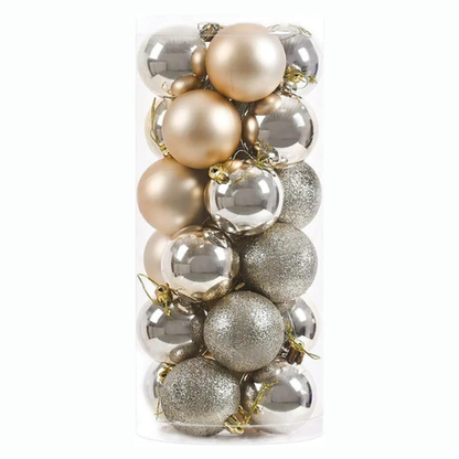 Gold & Silver Christmas Ball Ornaments – 24-Piece Set, Shatterproof Holiday Decorations (Available in 3 cm, 4 cm, and 6 cm)