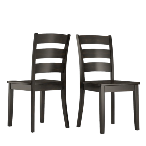 Farmhouse Ladder Back Dining Chairs – Set of 2 | Solid Wood, Distressed Finish
