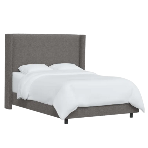 Cozy and Sleek Modern Queen Size Upholstered Wingback Bed