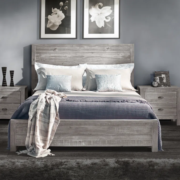 Rustic Wooden 3-Piece Full Double Size Bedroom Set – Charming Design with Sturdy Construction and Natural, Warm Finish
