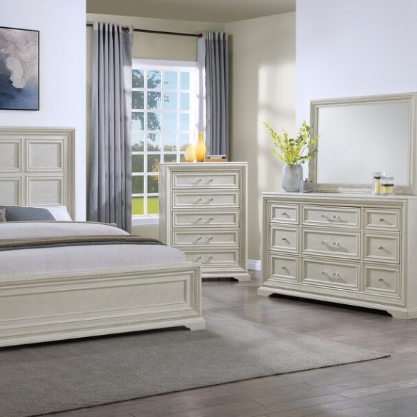 5-Piece Cream Panel Bedroom Set – Serene and Elegant Design for a Tranquil, Timeless Retreat