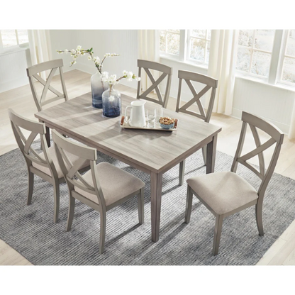 Gray Rectangular Dining Table – Modern Farmhouse Charm with Reclaimed Wood Look