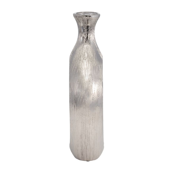 Abstract Sculptural Ceramic Vase with Unique Oval Cut-Out Design – 13" Modern Beaded Accent Vase for Tabletop or Shelf Décor, Ideal for Faux Florals and Statement Styling